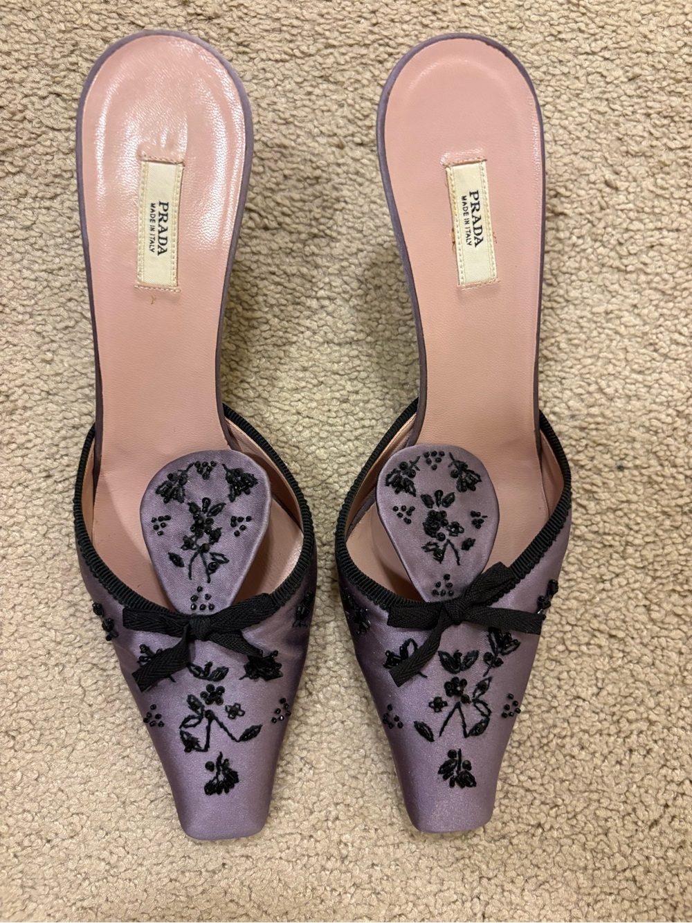 RARE Prada Purple Satin Embellished Kitten Heels - Picture 2 of 9